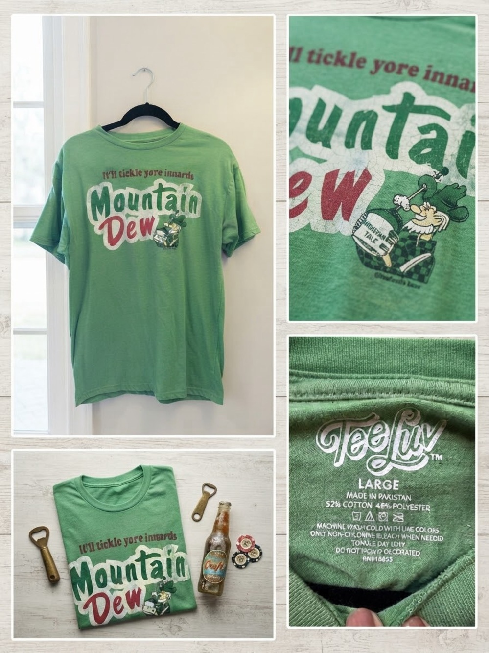 Vintage Mountain Dew "Tickle Yore Innards" T-Shirt - Size Large